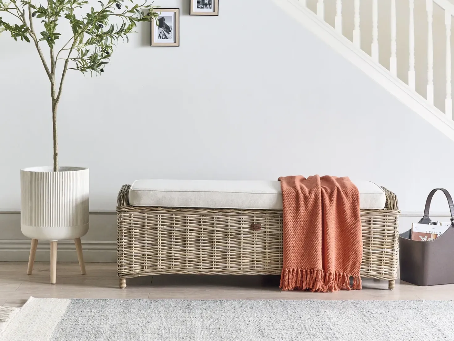 Ottomana da giardino SUSUA 140 cm Rattan Naturale