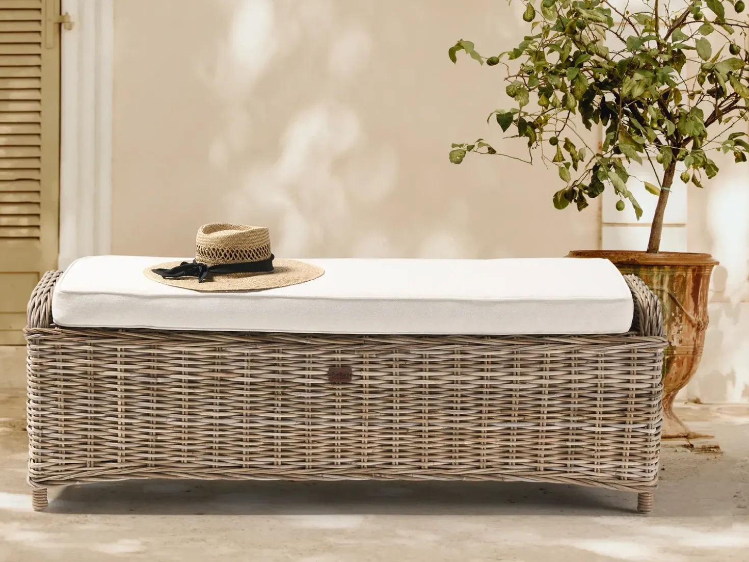 Ottomana da giardino SUSUA 140 cm Rattan Naturale