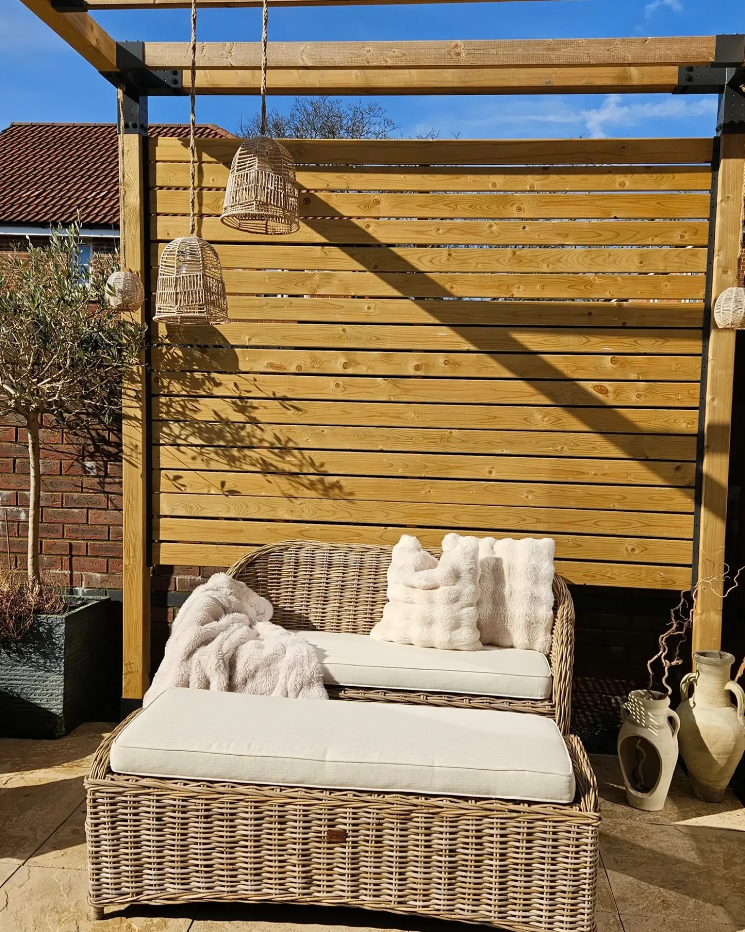 Ottomana da giardino SUSUA 140 cm Rattan Naturale