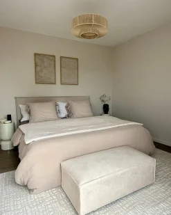 Ottomana HELLNAR Velluto Beige chiaro