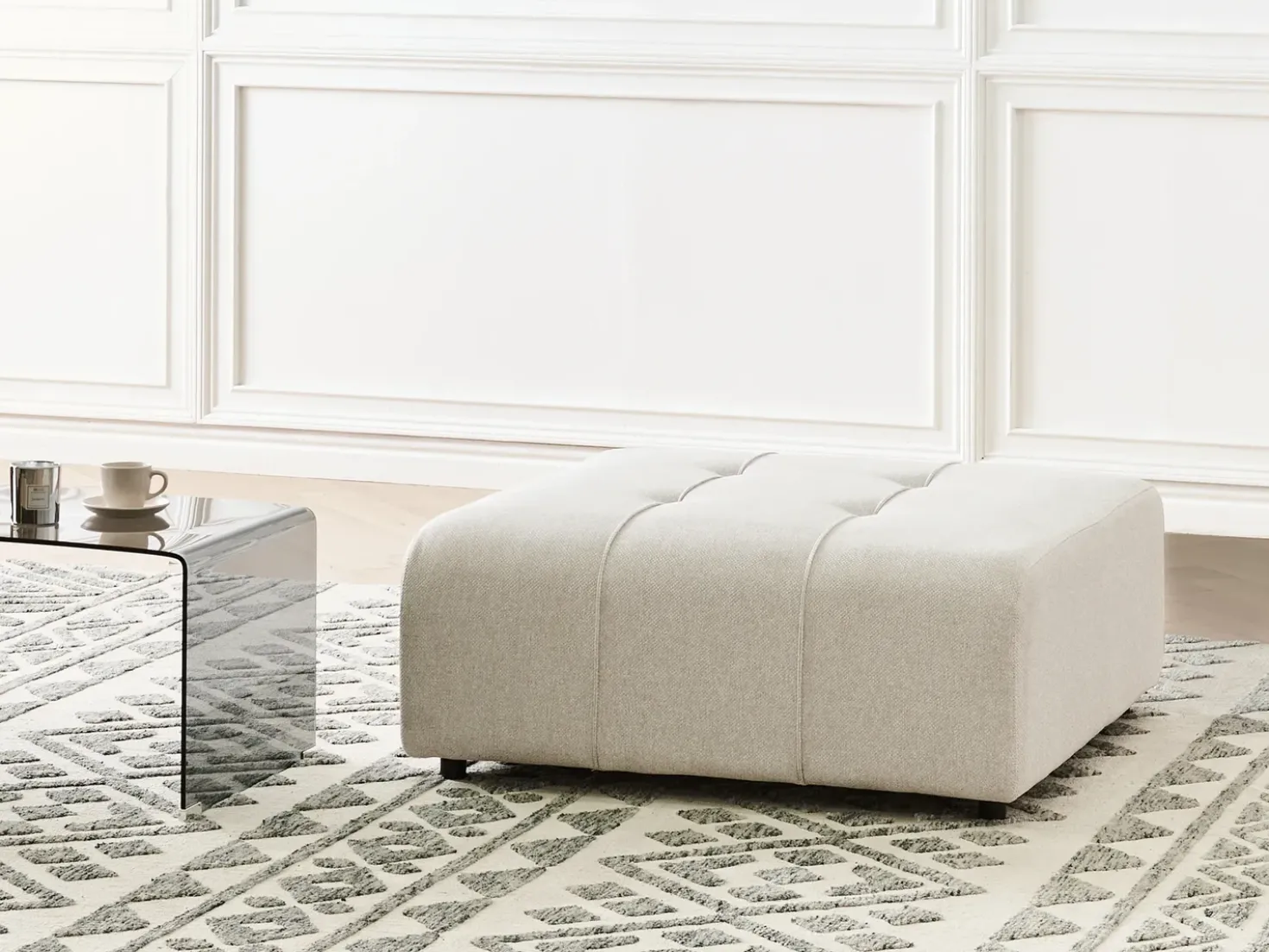Ottomana INNVIK Tessuto Beige chiaro