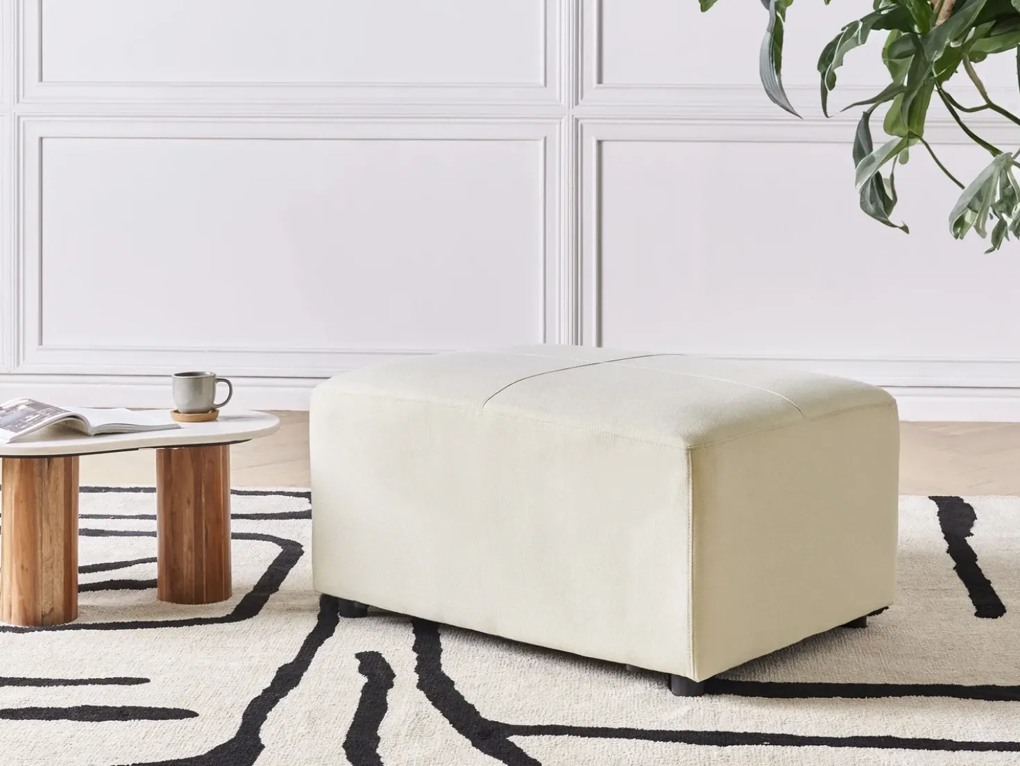 Ottomana KOHLO Tessuto Beige chiaro
