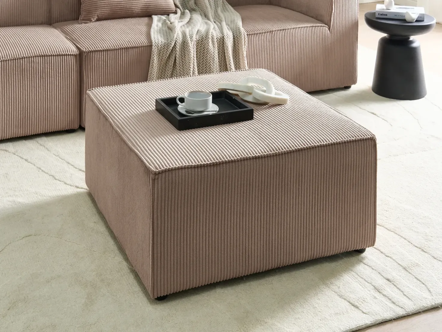 Ottomana LEMVIG Velluto a coste Beige sabbia