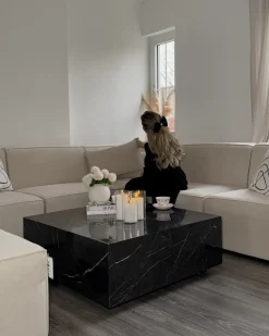 Ottomana LEMVIG Velluto a coste Beige chiaro
