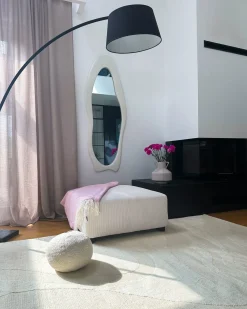 Ottomana LUNGO Velluto a coste Bianco sporco