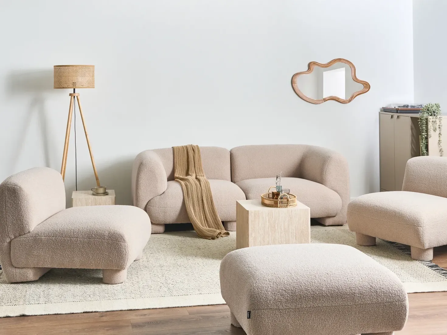 Ottomana MJALBI Bouclé Beige
