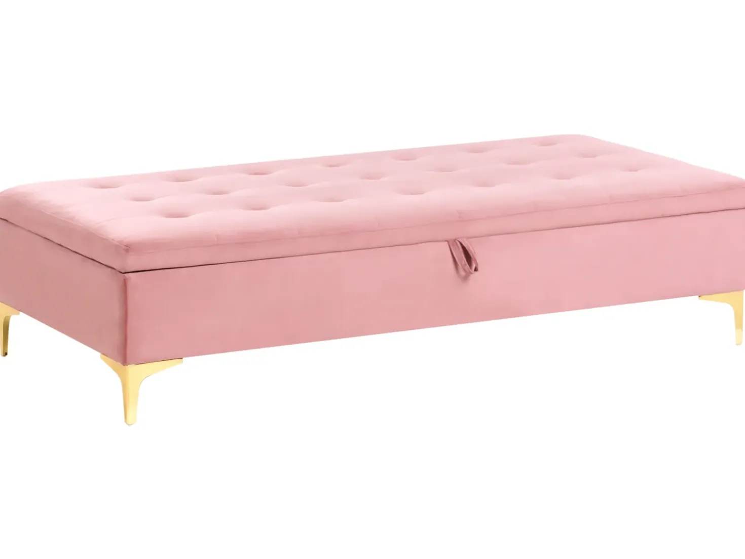 Ottomano contenitore ABERDEEN Velluto Rosa