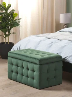 Ottomano contenitore MICHIGAN Velluto Verde scuro
