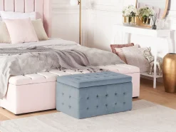 Ottomano contenitore MICHIGAN Velluto Grigio chiaro