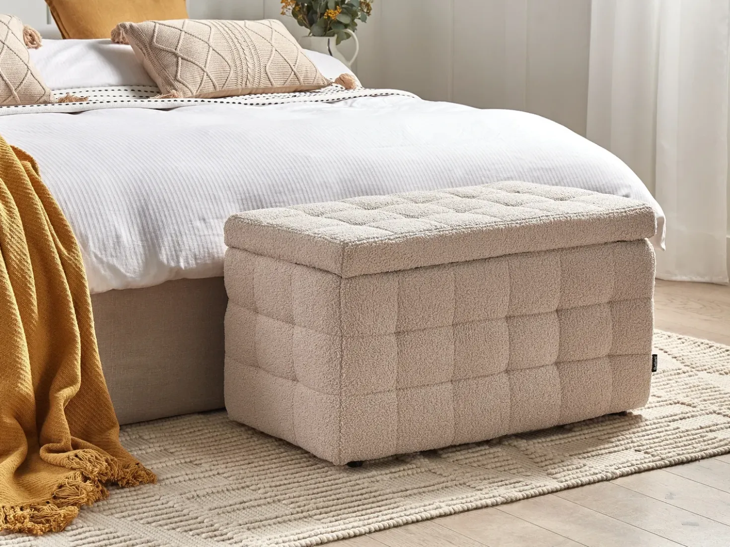 Ottomano contenitore MICHIGAN Bouclé Beige