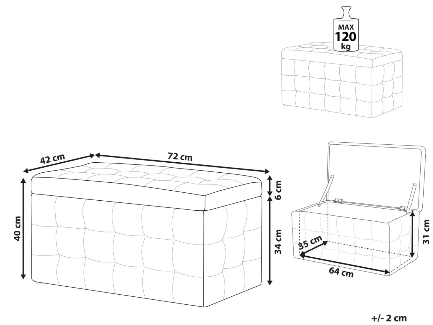 Ottomano contenitore MICHIGAN Velluto Marrone chiaro