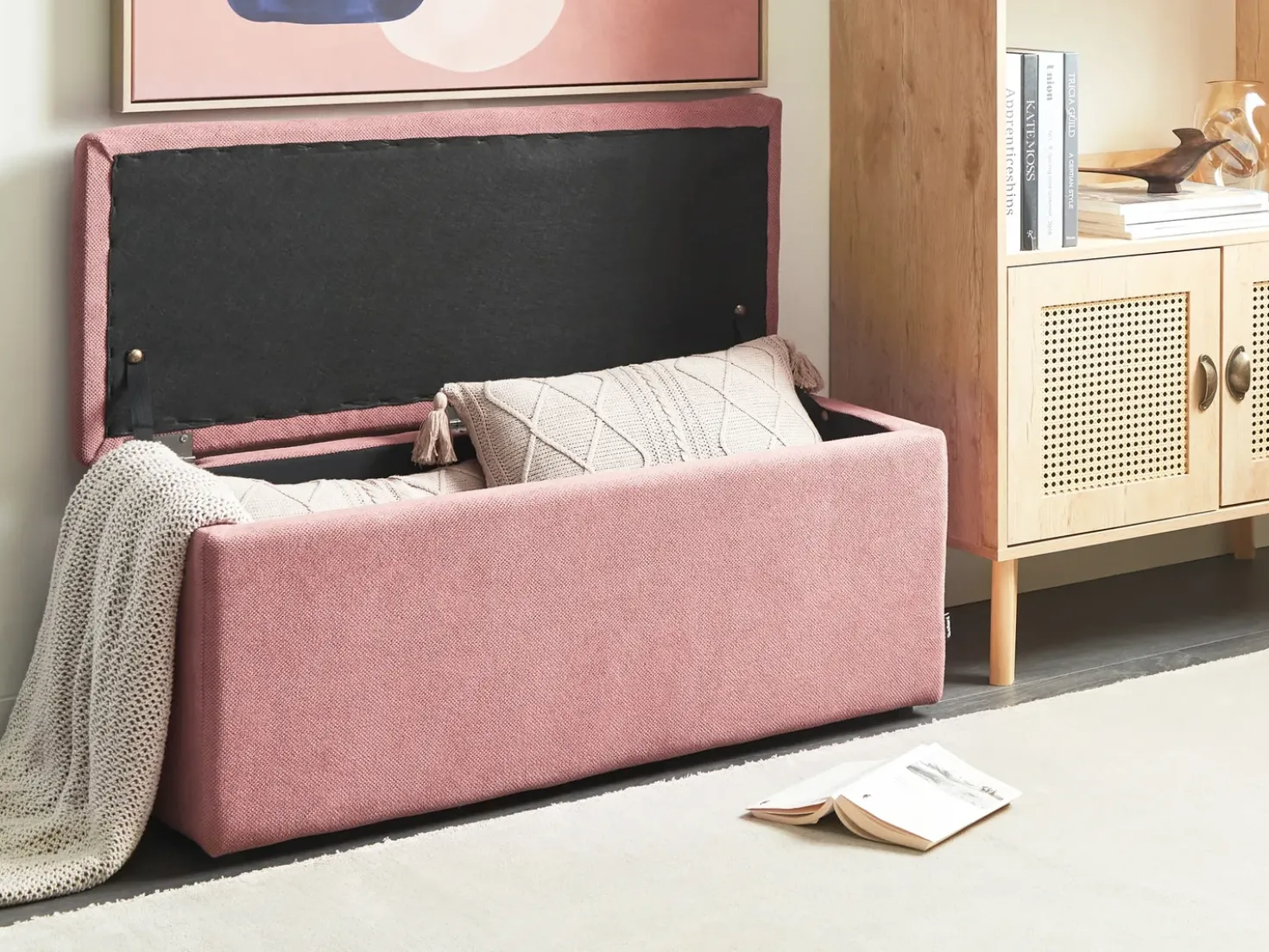 Ottomano contenitore OREM Tessuto Rosa