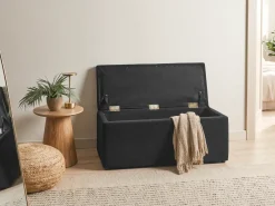 Ottomano contenitore OREM Tessuto 100 cm 40 cm Nero