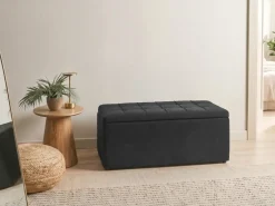 Ottomano contenitore OREM Tessuto 100 cm 40 cm Nero
