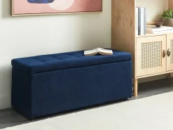 Ottomano contenitore OREM Tessuto Blu marino
