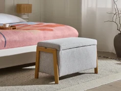 Panca contenitore imbottita EDLAND Tessuto Grigio chiaro