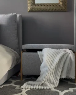 Panca contenitore imbottita EDLAND Tessuto Grigio chiaro