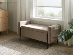 Panca contenitore imbottita LEWES Tessuto Beige