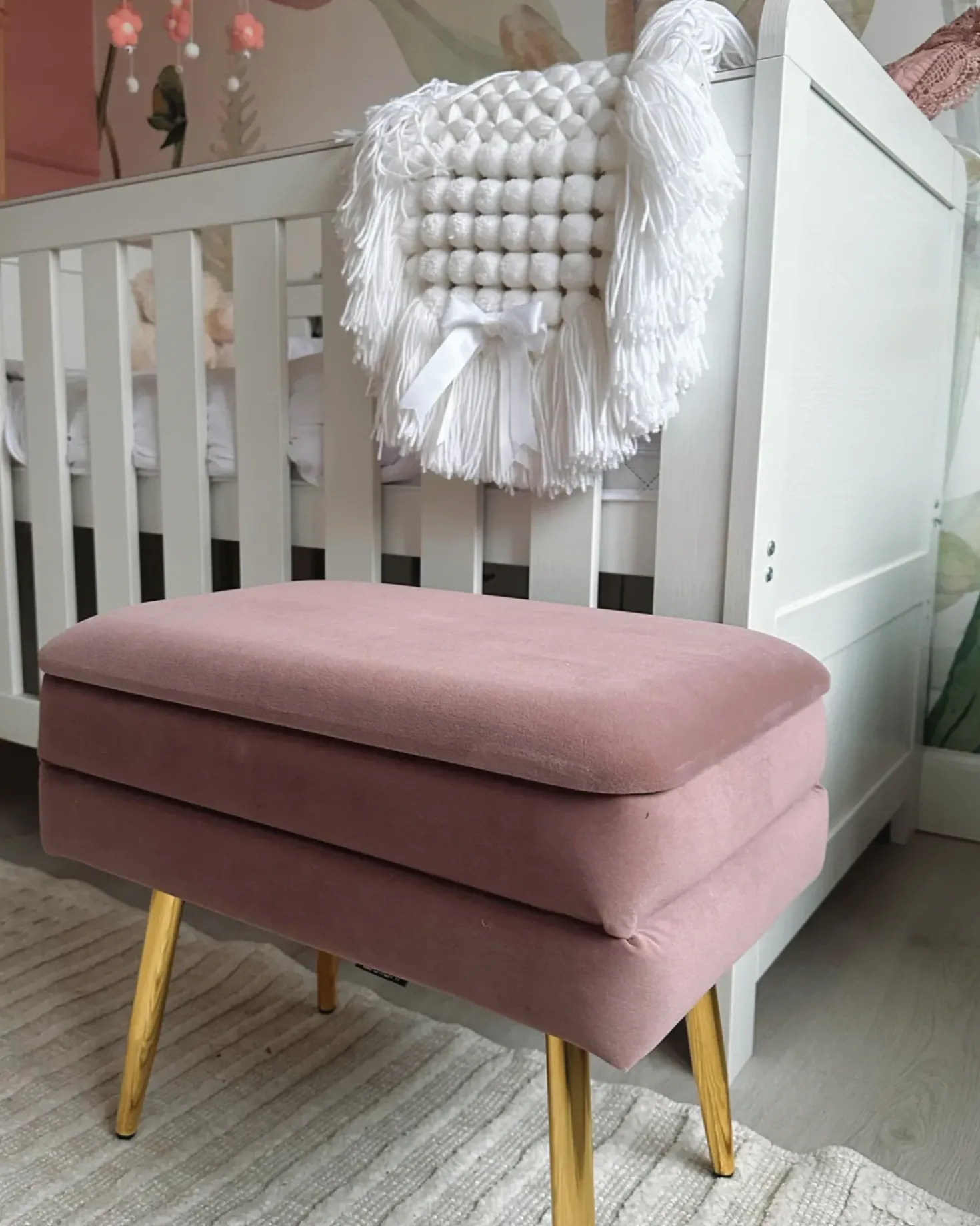 Panca contenitore imbottita ODESSA Velluto Rosa