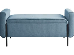 Panca contenitore imbottita LEWES Tessuto Blu