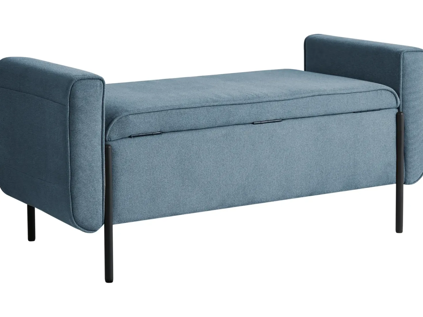 Panca contenitore imbottita LEWES Tessuto Blu