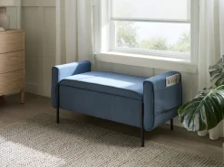 Panca contenitore imbottita LEWES Tessuto Blu