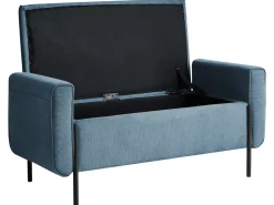 Panca contenitore imbottita LEWES Tessuto Blu