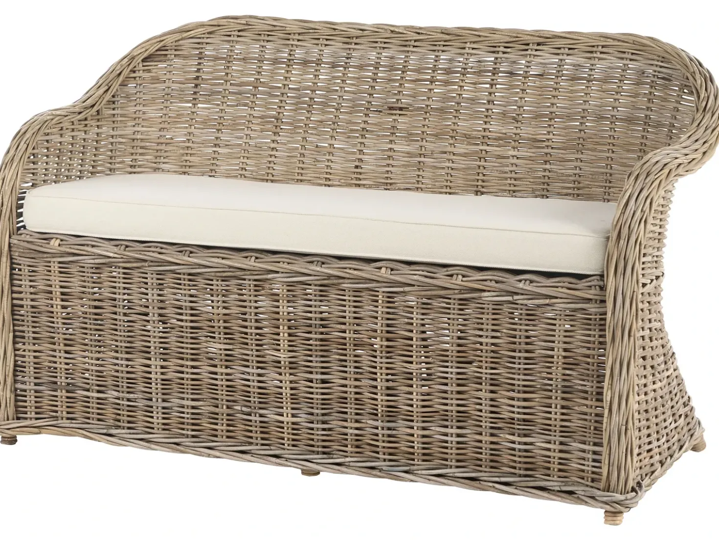 Panca da giardino con cuscino SUSUA 141 cm con ottomana Rattan Naturale
