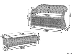 Panca da giardino con cuscino SUSUA 141 cm con ottomana Rattan Naturale