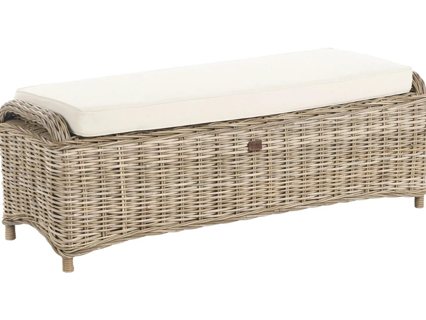 Panca da giardino con cuscino SUSUA 141 cm con ottomana Rattan Naturale