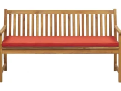Panca da giardino con cuscino VIVARA 160 cm Legno di acacia certificato Frassino chiaro Rosso scuro