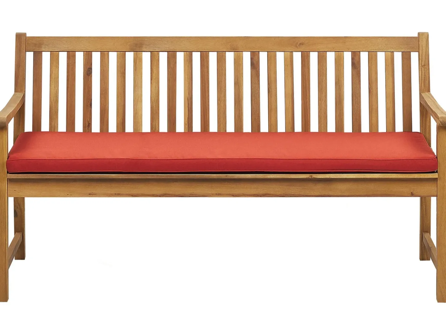 Panca da giardino con cuscino VIVARA 160 cm Legno di acacia certificato Frassino chiaro Rosso scuro