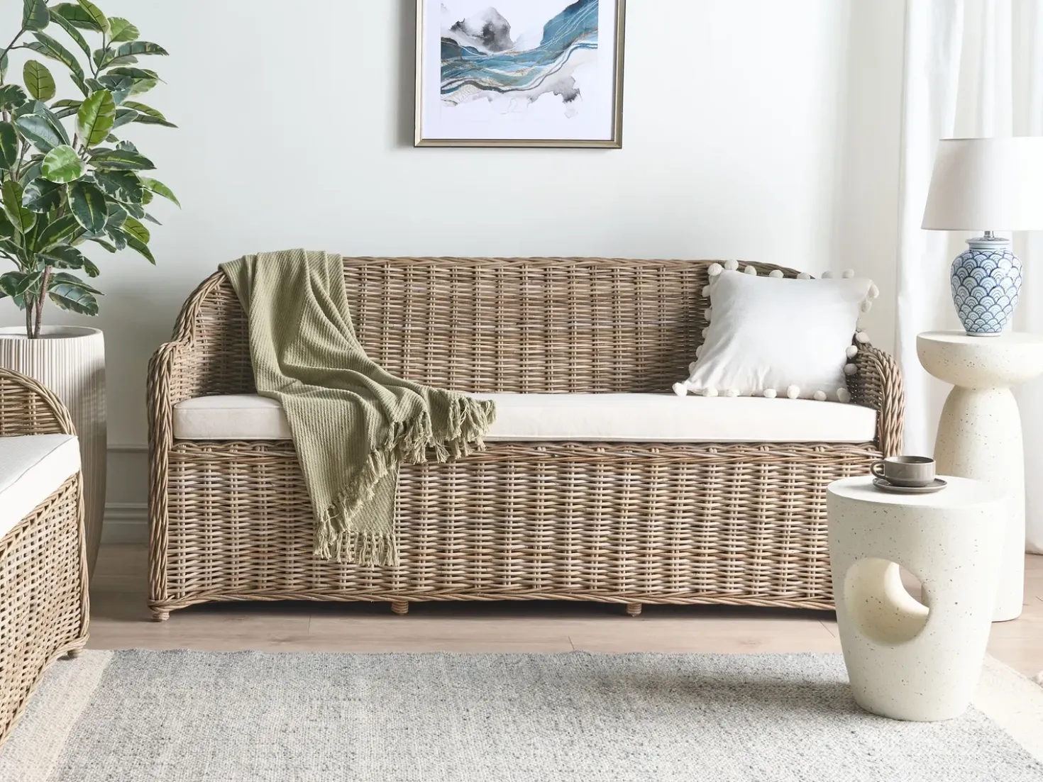 Panca da giardino con cuscino SUSUA 189 cm Rattan Naturale