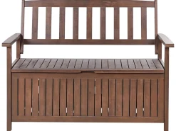 Panca da giardino con cuscino SOVANA 120 cm con contenitore Legno d'acacia Rosso