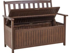 Panca da giardino con cuscino SOVANA 120 cm con contenitore Legno d'acacia Rosso