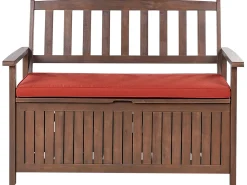 Panca da giardino con cuscino SOVANA 120 cm con contenitore Legno d'acacia Rosso