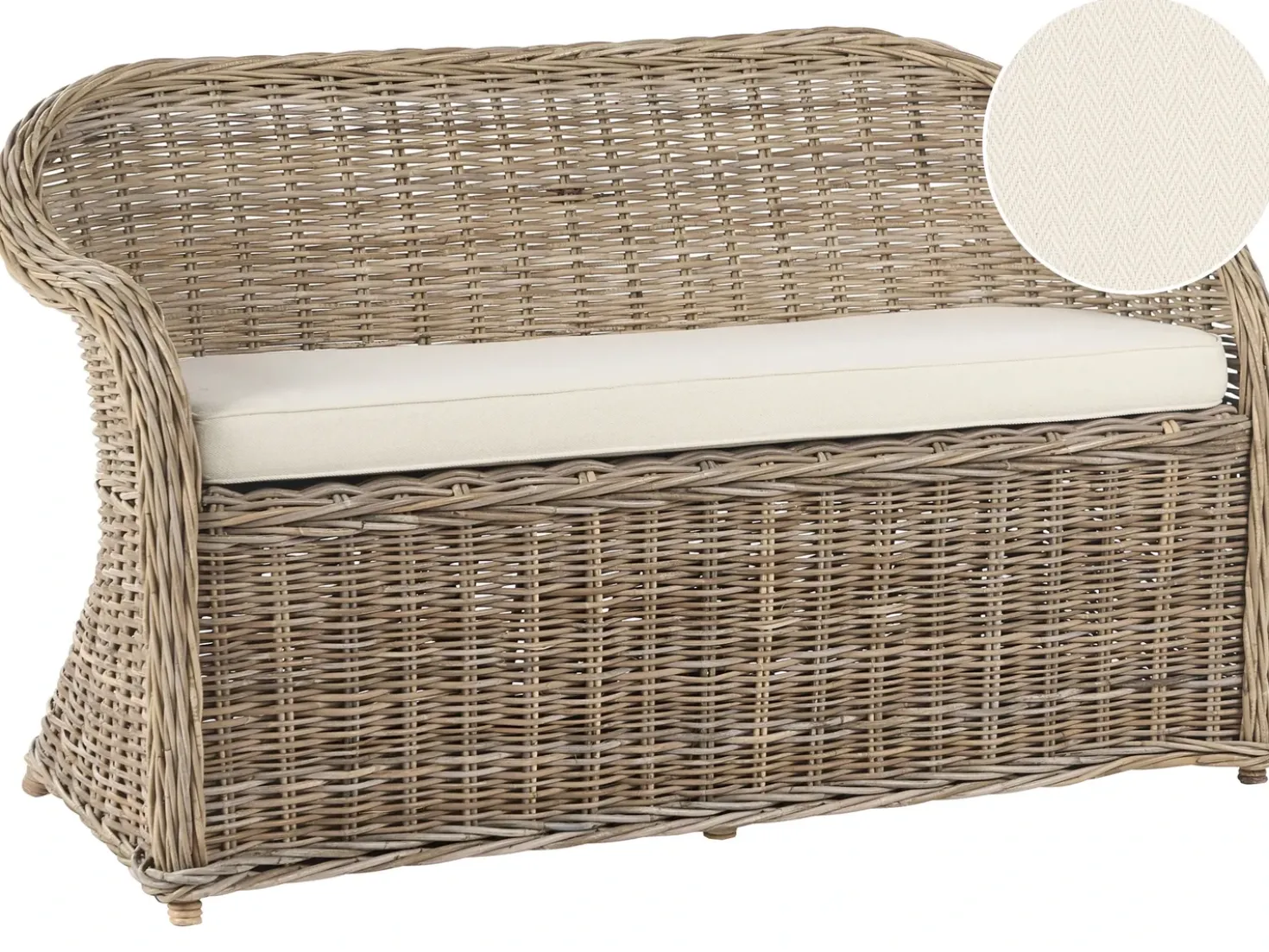 Panca da giardino con cuscino SUSUA 141 cm Rattan Naturale