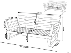 Panca da giardino con cuscino PORTICI 210 cm Legno d'eucalipto Marrone scuro/Tortora