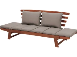Panca da giardino con cuscino PORTICI 210 cm Legno d'eucalipto Marrone scuro/Tortora