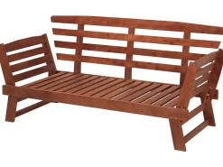 Panca da giardino con cuscino PORTICI 210 cm Legno d'eucalipto Marrone scuro/Tortora