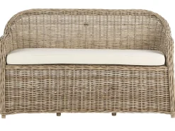Panca da giardino con cuscino SUSUA 150 cm con ottomana Rattan Naturale