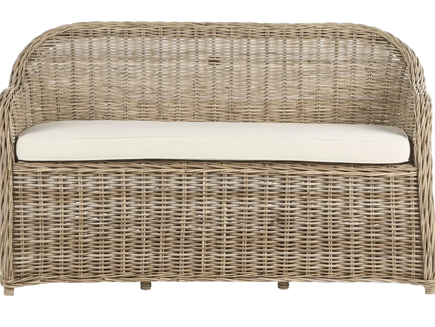 Panca da giardino con cuscino SUSUA 150 cm con ottomana Rattan Naturale