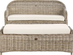 Panca da giardino con cuscino SUSUA 150 cm con ottomana Rattan Naturale
