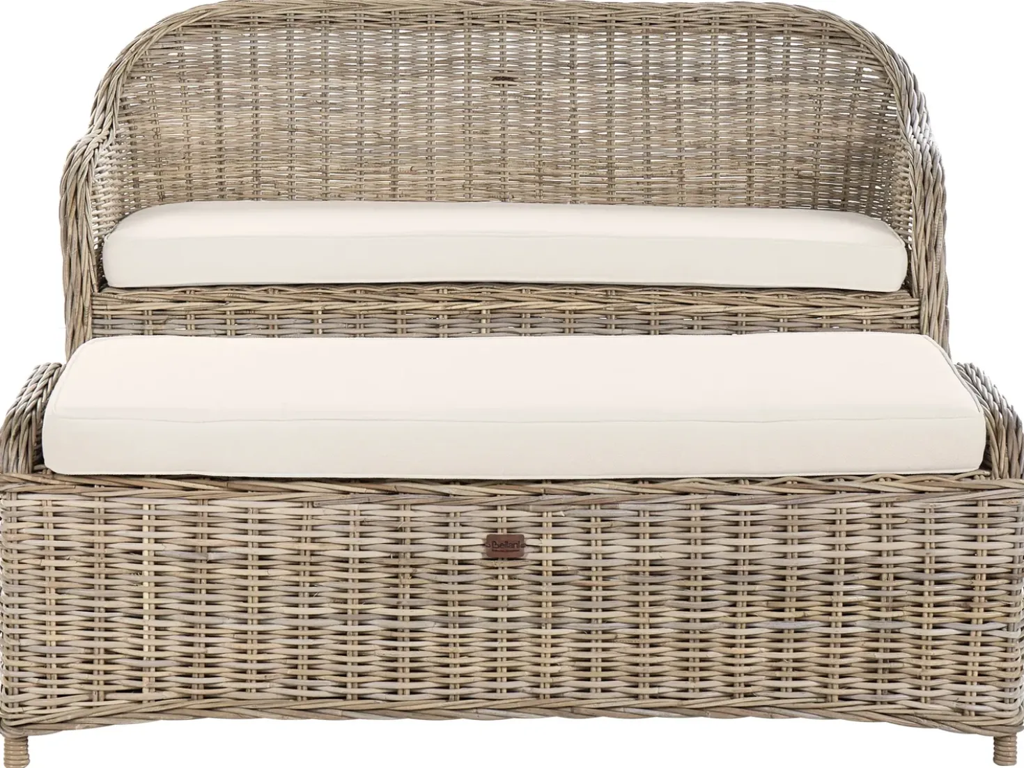 Panca da giardino con cuscino SUSUA 150 cm con ottomana Rattan Naturale