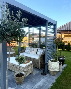 Panca da giardino con cuscino SUSUA 150 cm con ottomana Rattan Naturale