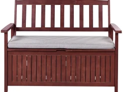 Panca da giardino con cuscino SOVANA 120 cm con contenitore Legno d'acacia Grigio chiaro