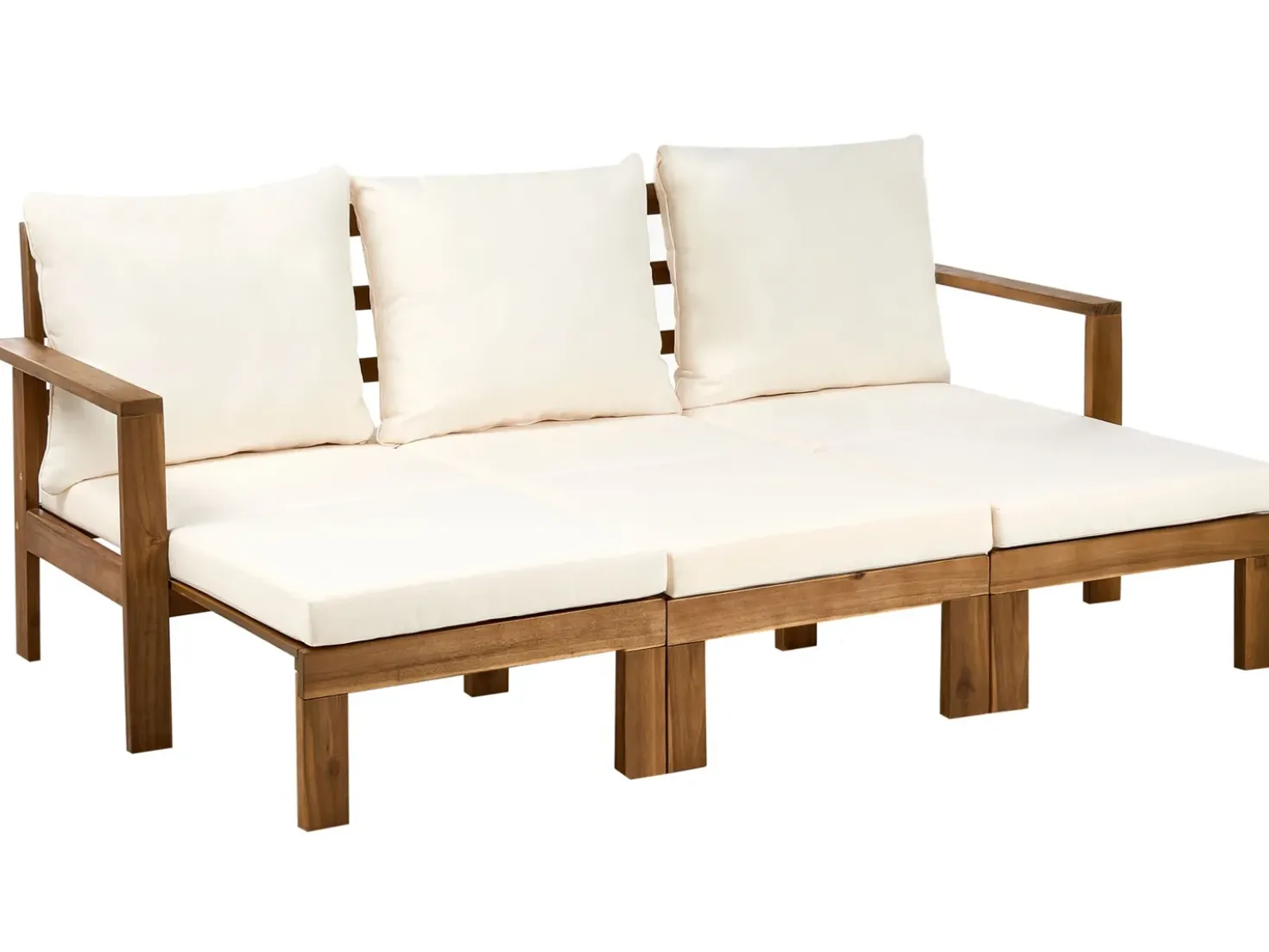 Panca da giardino con cuscino ISOLELLO 190 cm Regolabile Legno d'acacia Marrone