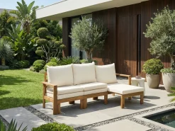 Panca da giardino con cuscino ISOLELLO 190 cm Regolabile Legno d'acacia Marrone