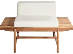 Panca da giardino con cuscino GIAVENO 135 cm Legno d'acacia Bianco sporco