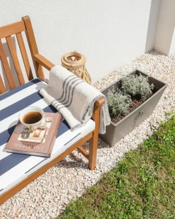 Panca da giardino con cuscino VIVARA 160 cm Legno di acacia certificato Blu marino